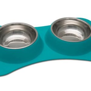 Comedero Doble Flexible Azul