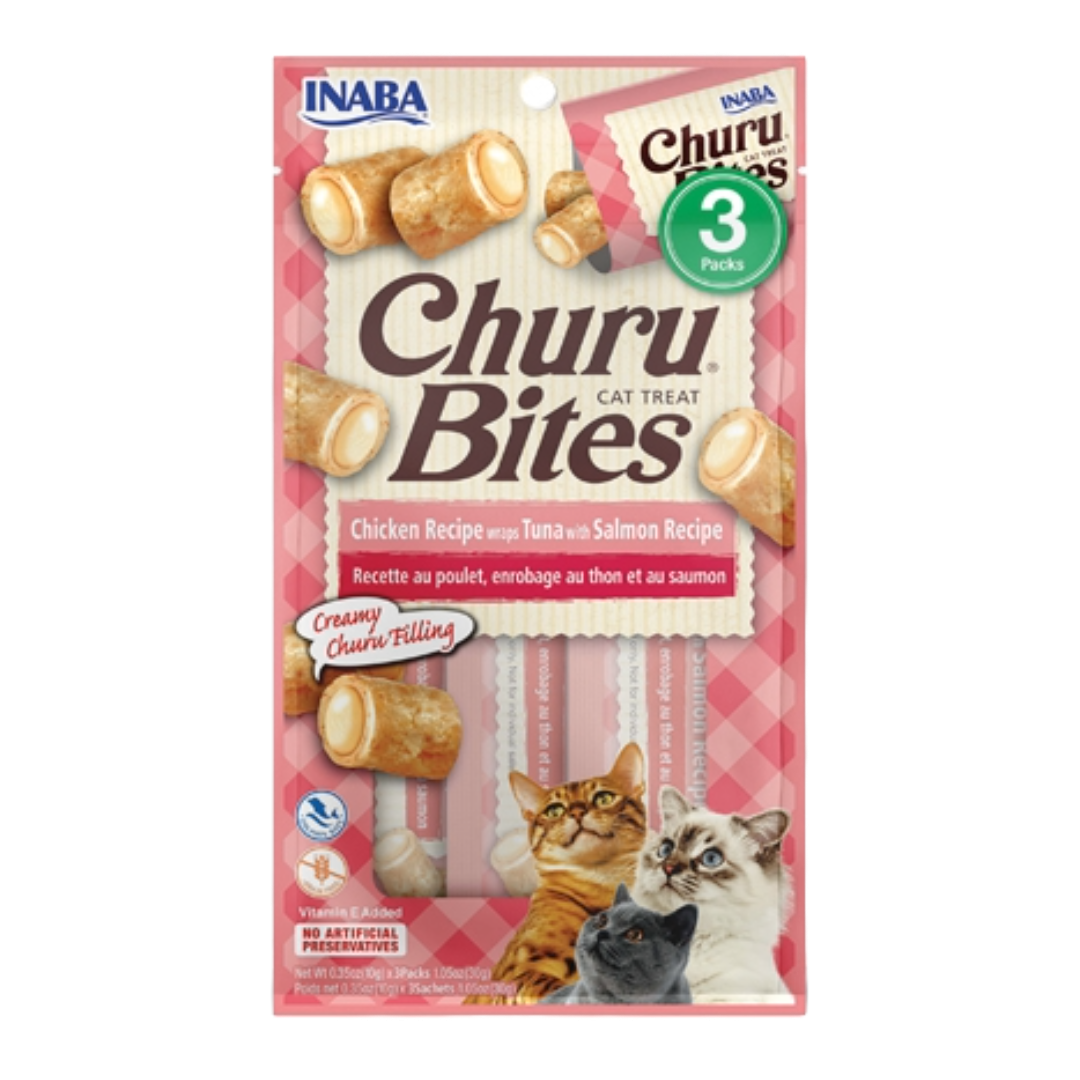 Churu Bocaditos Gato 3 Unidades Receta con Pollo, Atun y Salmon