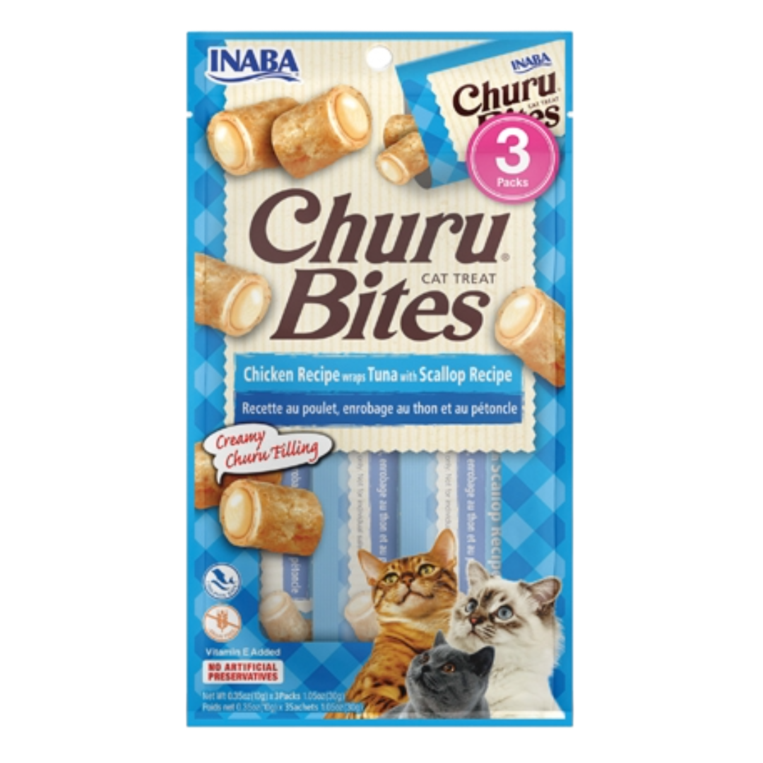 Churu Bocaditos Gato 3 Unidades Receta con Pollo, Atun y Ostion