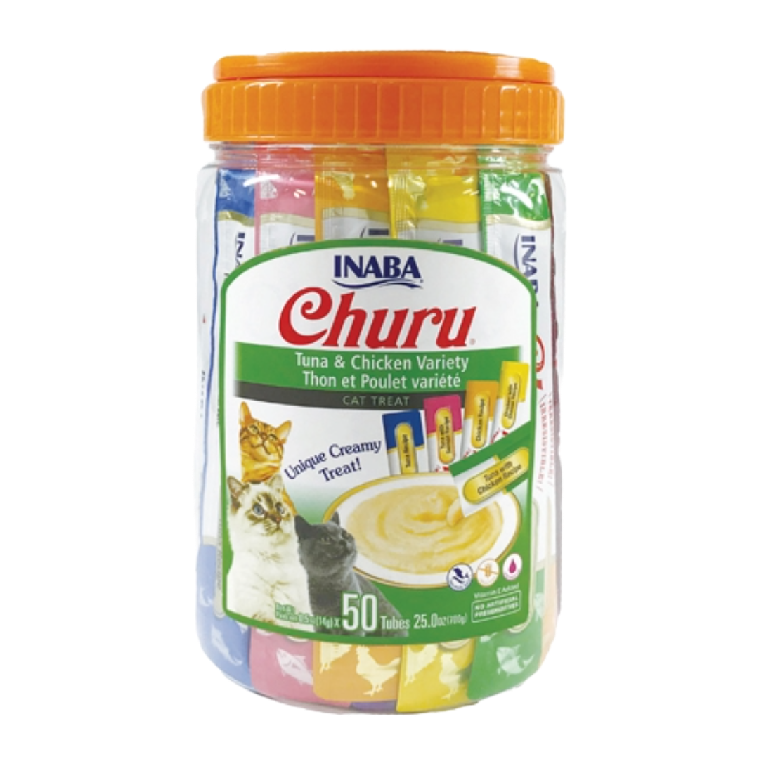 Churu Cremoso Gato 50 Unidades en Varias Recetas de Atun y Pollo