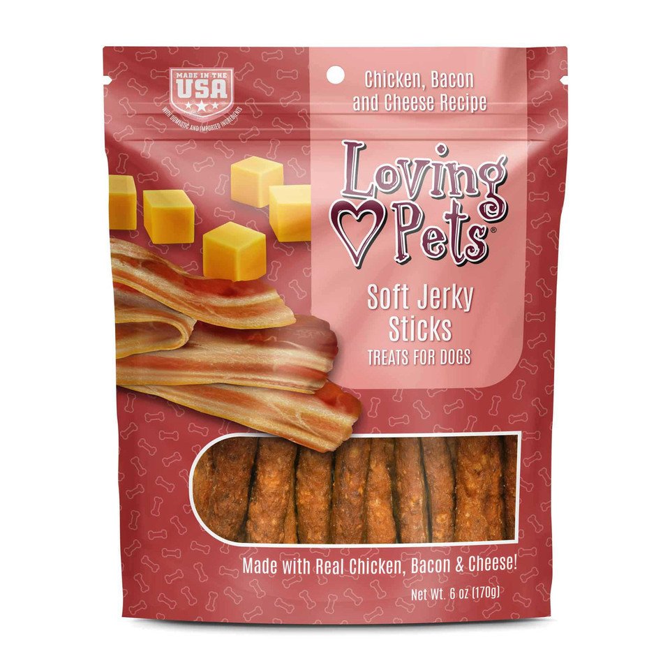Loving Pets - Snack Jerky para perro Tocino y Queso (Cabanos 6 oz)