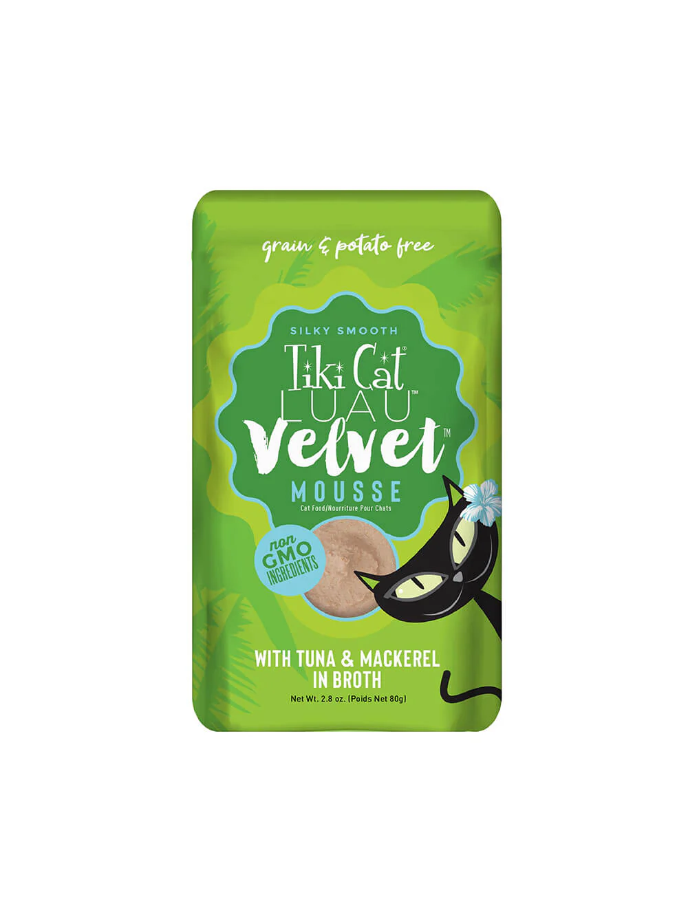 TIKI CAT Luau Velvet Mousse Atún y Caballa en Caldo Pouch 80 gr